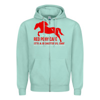 Seafoam Red Pony Cafe, Funny cute horse lover Zipper Hoodie - ArtMosaic