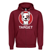 Burgundy target team member Zipper Hoodie - ArtMosaic