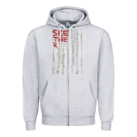 Heather Grey Seether Bone Flag Zipper Hoodie - ArtMosaic
