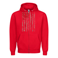 Red Seether Bone Flag Zipper Hoodie - ArtMosaic