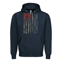 Navy Seether Bone Flag Zipper Hoodie - ArtMosaic