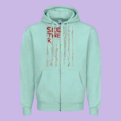 Seether Bone Flag Zipper Hoodie Designed By Artmosaic