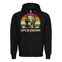 Black Golden Retriever Dog Life is golden retro vintage Zipper Hoodie - ArtMosaic