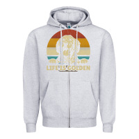 Heather Grey Golden Retriever Dog Life is golden retro vintage Zipper Hoodie - ArtMosaic