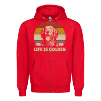 Red Golden Retriever Dog Life is golden retro vintage Zipper Hoodie - ArtMosaic
