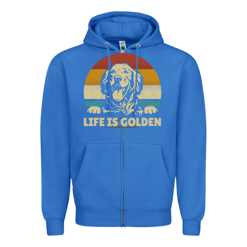 Golden Retriever Dog Life Is Golden Retro Vintage Zipper Hoodie by ArtMosaic | Teevron