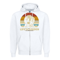 White Golden Retriever Dog Life is golden retro vintage Zipper Hoodie - ArtMosaic