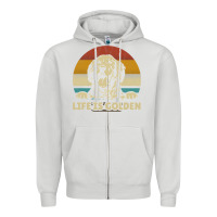 Dove Grey Golden Retriever Dog Life is golden retro vintage Zipper Hoodie - ArtMosaic