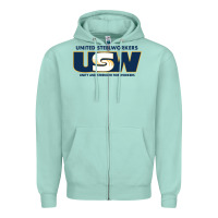 Seafoam United Steelworkers - Unity and Strength for Worke Zipper Hoodie - ArtMosaic