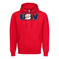 Red United Steelworkers - Unity and Strength for Worke Zipper Hoodie - ArtMosaic