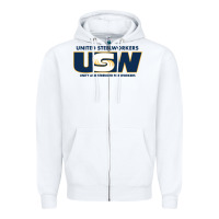 White United Steelworkers - Unity and Strength for Worke Zipper Hoodie - ArtMosaic