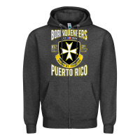 Charcoal Heather Borinqueneers Puerto Rico Flag Honor Et Fidelitas Zipper Hoodie - ArtMosaic