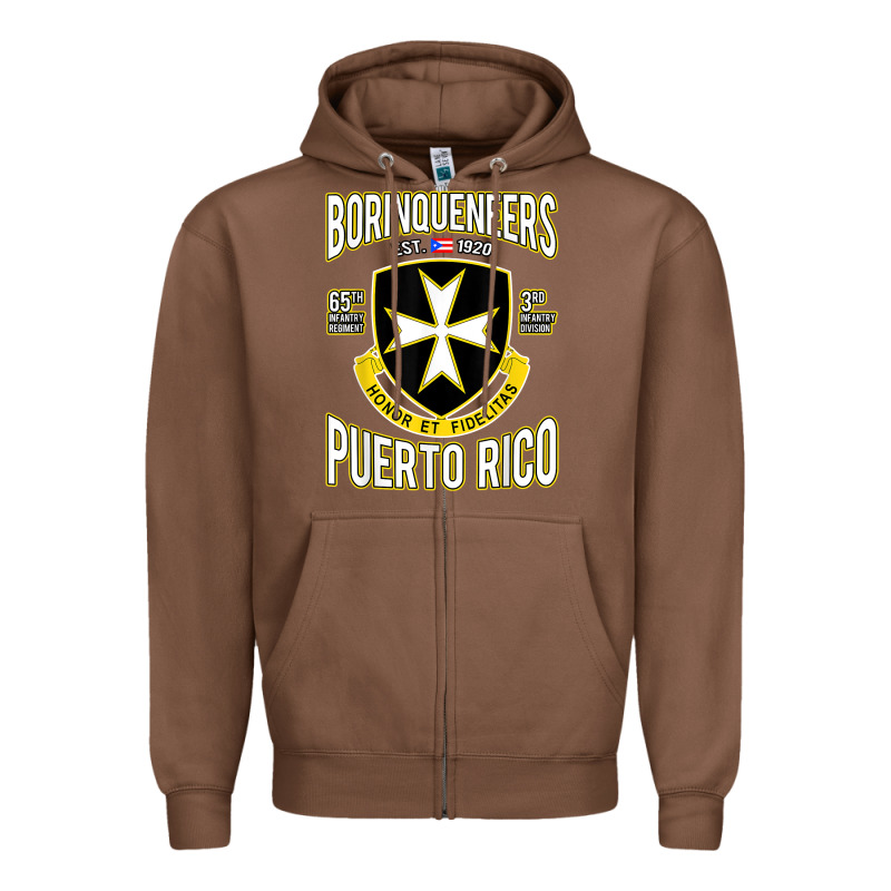 Borinqueneers Puerto Rico Flag Honor Et Fidelitas Zipper Hoodie by ArtMosaic | Teevron