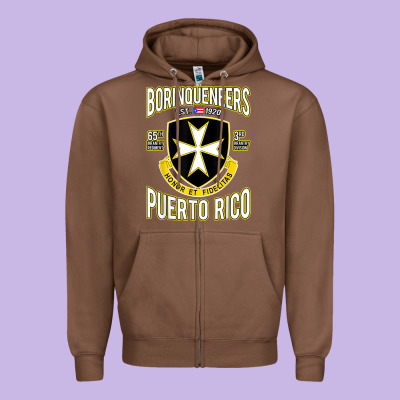 Borinqueneers Puerto Rico Flag Honor Et Fidelitas Zipper Hoodie Designed By Artmosaic
