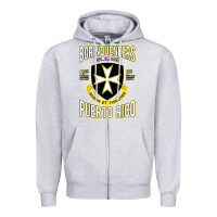 Heather Grey Borinqueneers Puerto Rico Flag Honor Et Fidelitas Zipper Hoodie - ArtMosaic