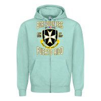 Seafoam Borinqueneers Puerto Rico Flag Honor Et Fidelitas Zipper Hoodie - ArtMosaic