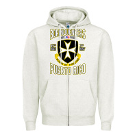Oatmeal Heather Borinqueneers Puerto Rico Flag Honor Et Fidelitas Zipper Hoodie - ArtMosaic