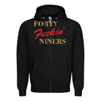 Black forty fvckin' niners Zipper Hoodie - ArtMosaic