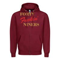 Burgundy forty fvckin' niners Zipper Hoodie - ArtMosaic
