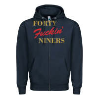 Navy forty fvckin' niners Zipper Hoodie - ArtMosaic