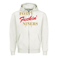 Oatmeal Heather forty fvckin' niners Zipper Hoodie - ArtMosaic