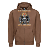 Chestnut jesus christian biker never ride alone Zipper Hoodie - ArtMosaic