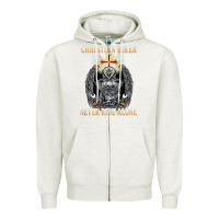 Oatmeal Heather jesus christian biker never ride alone Zipper Hoodie - ArtMosaic
