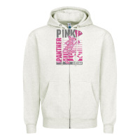 Oatmeal Heather Pink Panther Zipper Hoodie - ArtMosaic