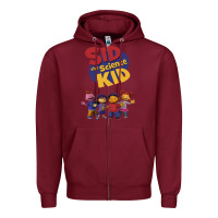 Burgundy Sid The Science Kid boyfriend Zipper Hoodie - ArtMosaic