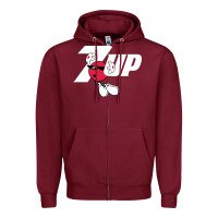 Burgundy cool spot,uncola 7up Zipper Hoodie - ArtMosaic