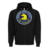 Black boston marathon Zipper Hoodie - ArtMosaic