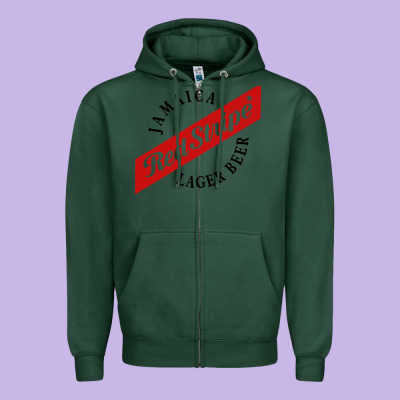 Jamaica Red Stripe Lager Beer Zipper Hoodie Designed By Artmosaic