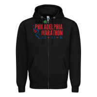 Black PHILADELPHIA MARATHON Zipper Hoodie - ArtMosaic