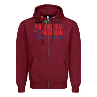 Burgundy PHILADELPHIA MARATHON Zipper Hoodie - ArtMosaic
