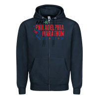 Navy PHILADELPHIA MARATHON Zipper Hoodie - ArtMosaic