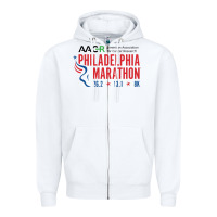 White PHILADELPHIA MARATHON Zipper Hoodie - ArtMosaic