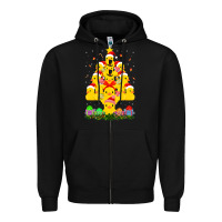 Black duck rubber duck christmas tree duckie and quack christmas 123 Zipper Hoodie - ArtMosaic