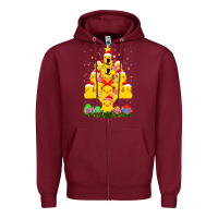 Burgundy duck rubber duck christmas tree duckie and quack christmas 123 Zipper Hoodie - ArtMosaic