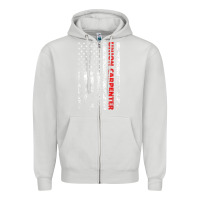 Dove Grey Union Carpenter With A Vintage American Flag For Fans Zipper Hoodie - ArtMosaic