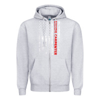 Heather Grey Union Carpenter With A Vintage American Flag For Fans Zipper Hoodie - ArtMosaic