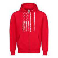 Red Union Carpenter With A Vintage American Flag For Fans Zipper Hoodie - ArtMosaic