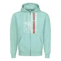 Seafoam Union Carpenter With A Vintage American Flag For Fans Zipper Hoodie - ArtMosaic