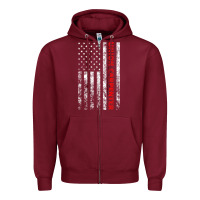 Burgundy Union Carpenter With A Vintage American Flag For Fans Zipper Hoodie - ArtMosaic