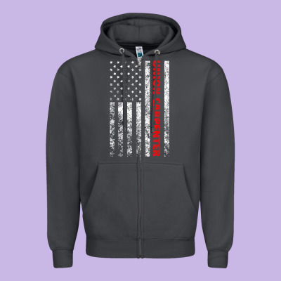 Union Carpenter With A Vintage American Flag For Fans Zipper Hoodie Designed By Artmosaic