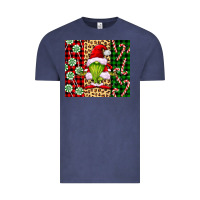 Vintage Denim green christmas gnome Vintage Tee - FaDigitalArtStudio