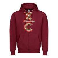 Burgundy X-Country Design For Cross Country Runners and Coaches Zipper Hoodie - ArtMosaic