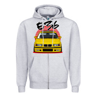 Heather Grey Yellow E36 Zipper Hoodie - ArtMosaic