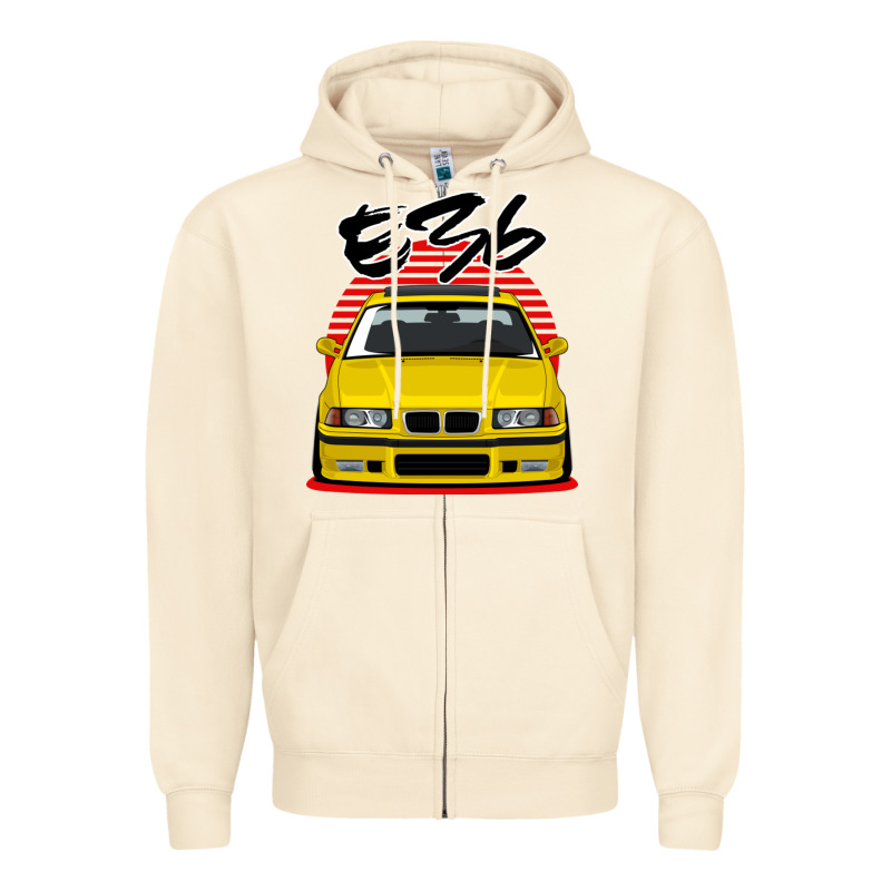 Yellow E36 Zipper Hoodie by ArtMosaic | Teevron