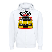 White Yellow E36 Zipper Hoodie - ArtMosaic