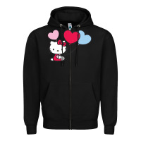 Black kitty Zipper Hoodie - ArtMosaic